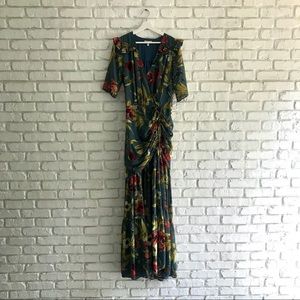 Boho Vici Blue Floral Wrap Maxi Dress S by Luxxel